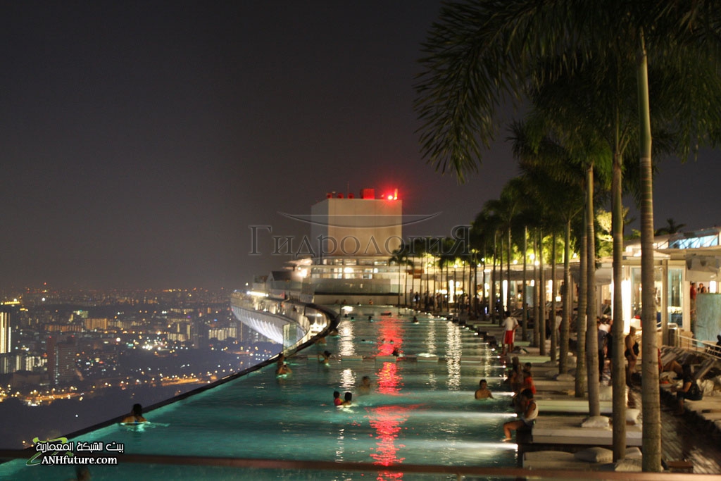 Панорамный пруд в небе. Он расположен на пятьдесят седьмом этаже казино Marina Bay Sands Casino в Сингапуре.jpg